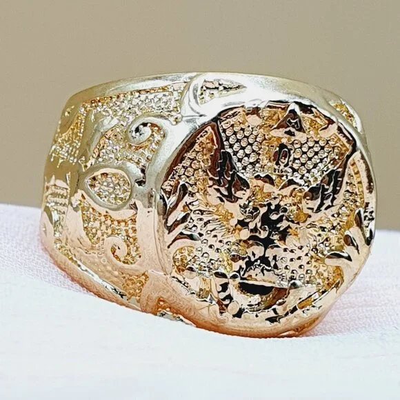 💎 Punk Alloy Round Street Trend Fashion Eagle Gold Rings for Man, INDN8467 - Picture 8 of 10